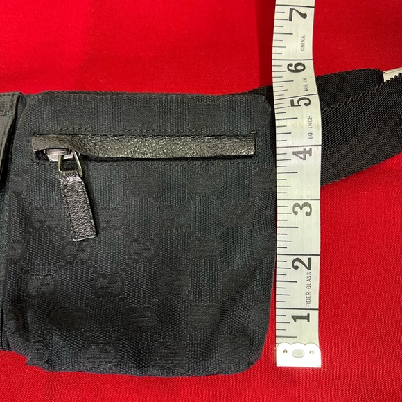 Gucci Black Belt Bag GG Fabric Leather Vintage Fanny Pack Pouch - Picture 2 of 12
